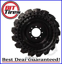 SET OF 4 SOLID CUSHION SKID STEER TIRES 10-16.5 (With RIM) BOBCAT CAT NEW HOLLAND