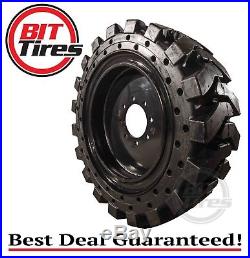 SET OF 4 SOLID CUSHION SKID STEER TIRES 12-16.5 (With RIM) BOBCAT CAT NEW HOLLAND